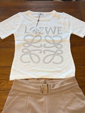 White Short Sleeve Tee with Crystal Logo